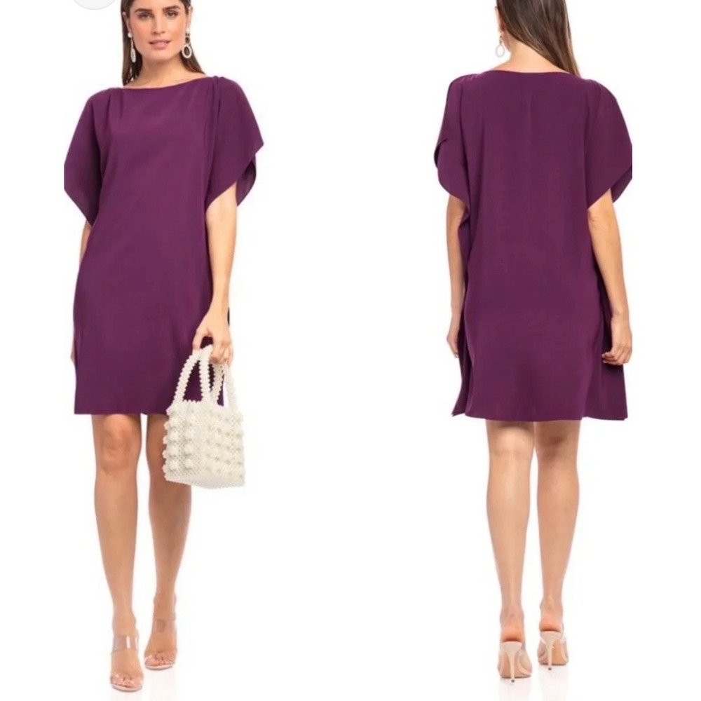 Anna Cate Blaire Shift Dress Flutter Sleeve Plum Women's size Large NWT $208